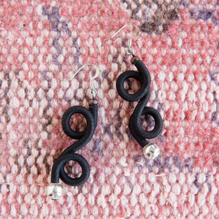 Black Figure Eight Earrings
