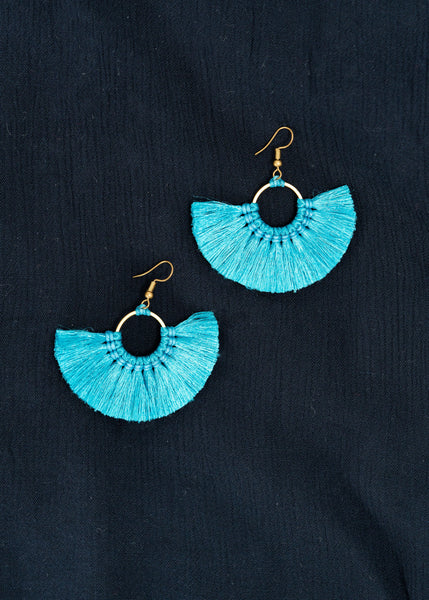 Short Turquoise Fringe Earrings