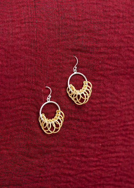 Silver And Gold Circle Earrings