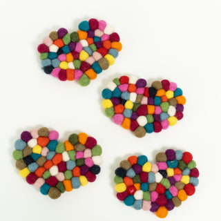 Felt Heart Colorful Coasters