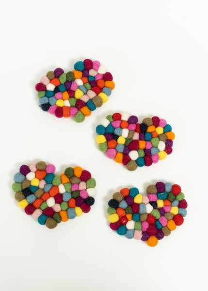 Felt Heart Colorful Coasters