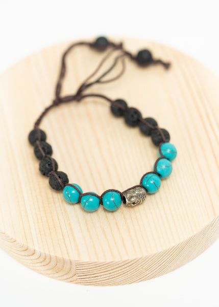 Buddha Black And Turquoise Pull Tie