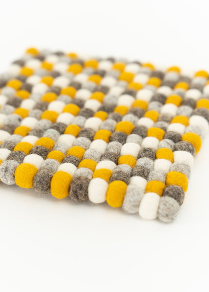 Thin Yellow And Gray Square Trivet