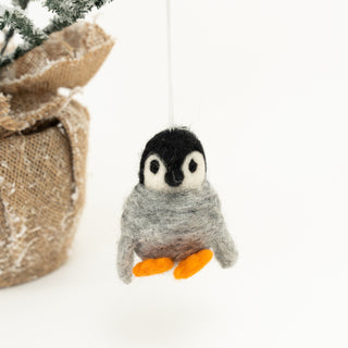 Gray Fat Penguin Ornament