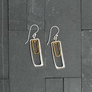 Silver And Gold Rectangle Earrings