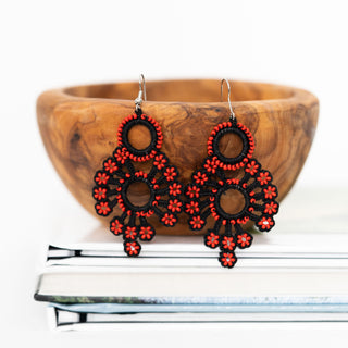 Black And Red Tatted Earrings