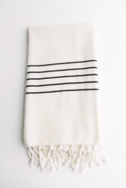 White Turkish Towel With Black Stripes
