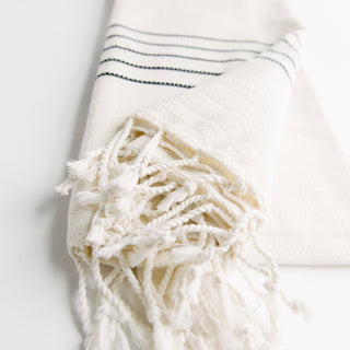 White Turkish Towel With Black Stripes