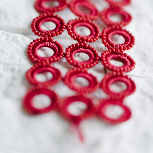 Red Circle Crochet Bracelet