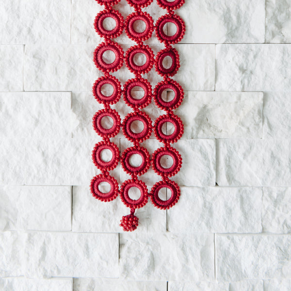 Red Circle Crochet Bracelet