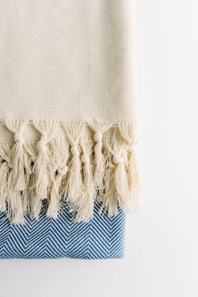 Blue Herringbone Turkish Towel
