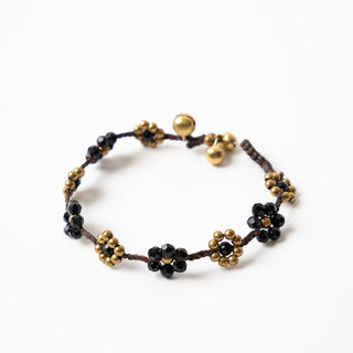 Black And Brass Flower Bracelet
