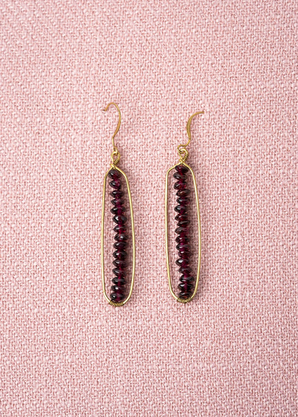 Long Beaded Purple Earrings