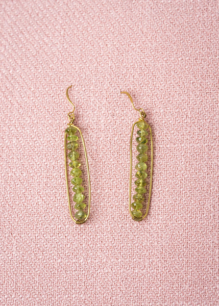 Green Long Beaded Earrings