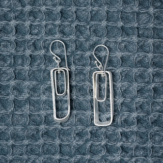 Silver Rectangle Earrings
