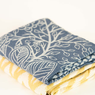 Blue Flower Print Turkish Towel