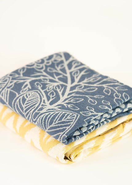 Blue Flower Print Turkish Towel