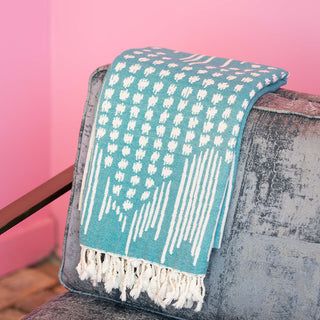 Reversible Teal And White Turkish Towel