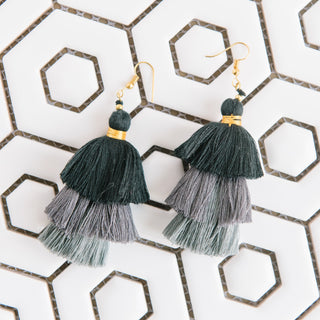Black And Gray Tiered Earrings