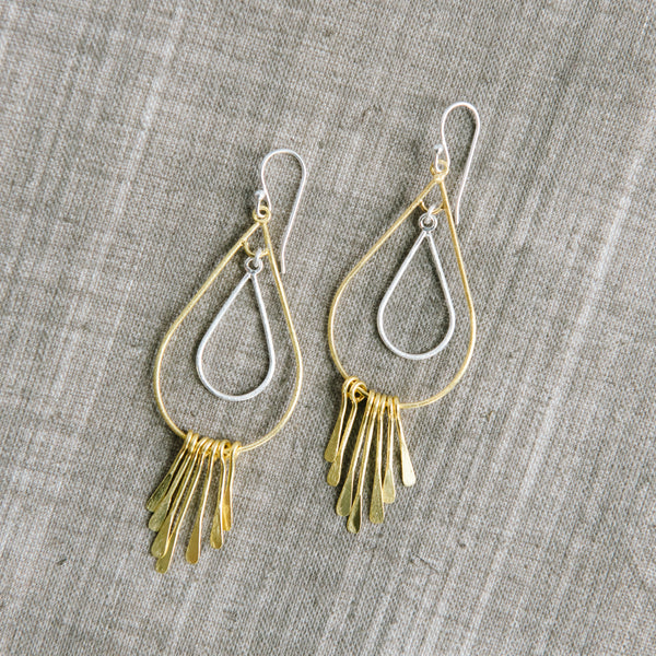 Silver And Gold Oval Earrings