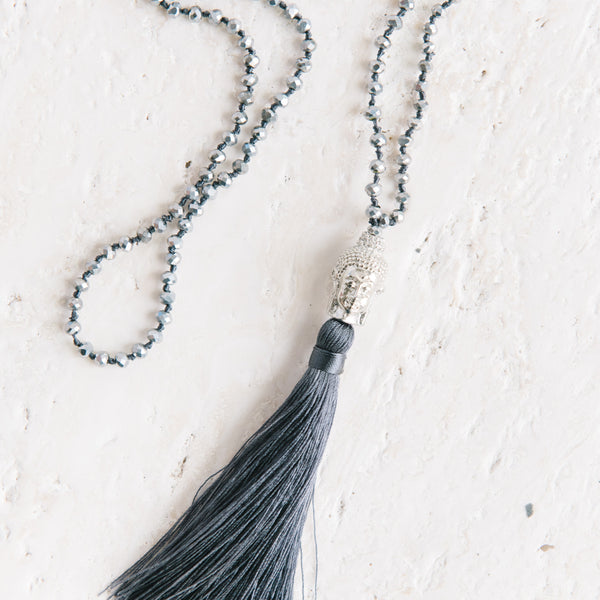 Silver And Gray Big Buddha Necklace