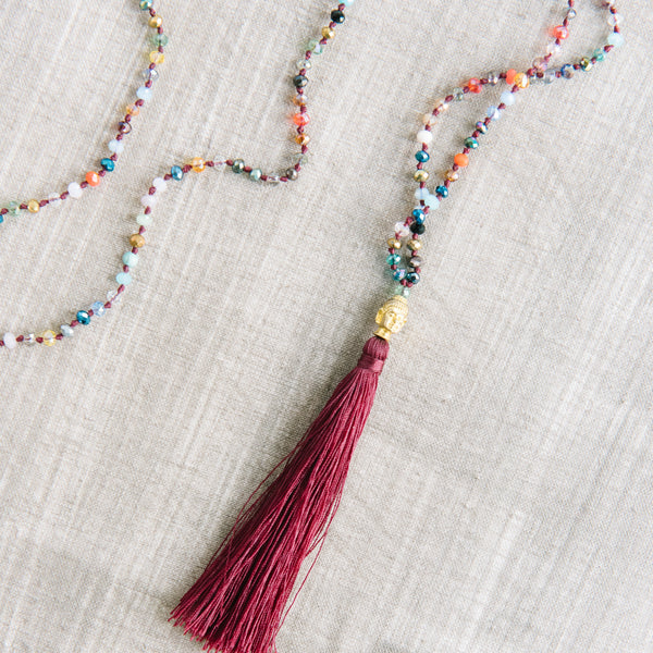 Multicolor Crystal Beadded Buddha Necklace