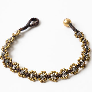 Crystal And Brass Bead Bracelets